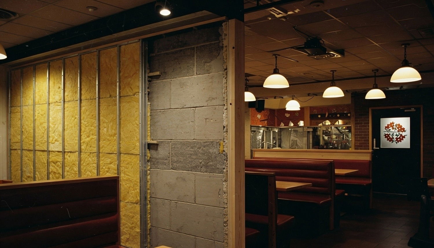 Kunskapsportal om ljudisolering i restaurang som minskar ljudspridning mellan rum och förbättrar ljudmiljön.