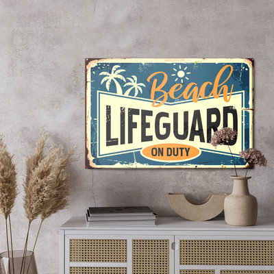 Akoestisch schilderij - Beach typography in vintage