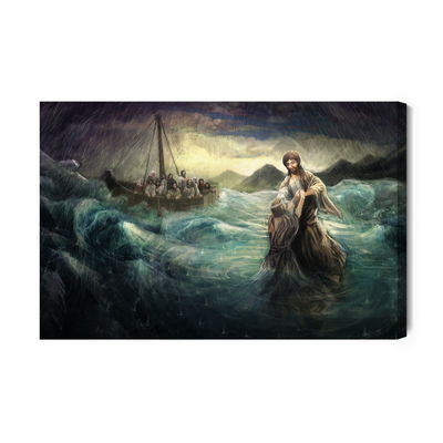 Ljuddämpande tavla - Jesus walking on water