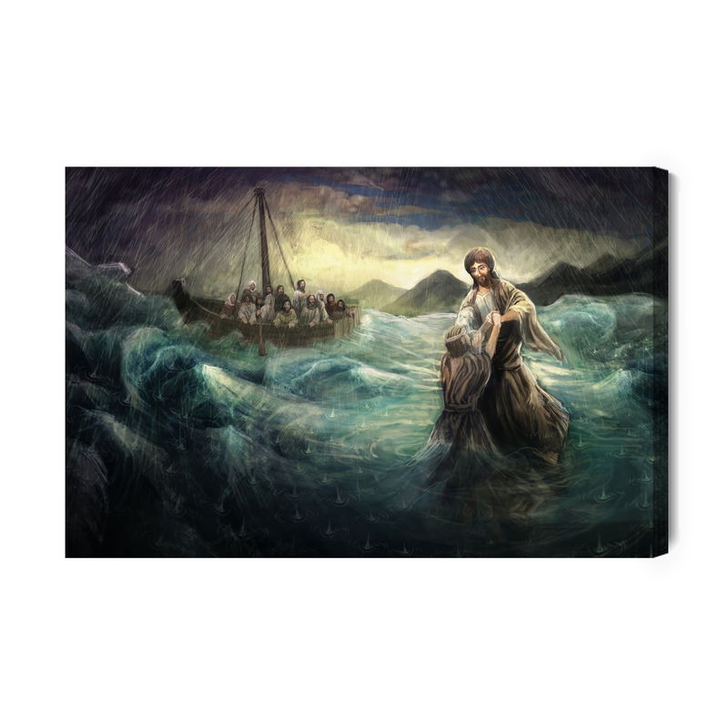 Ljuddämpande tavla - Jesus walking on water