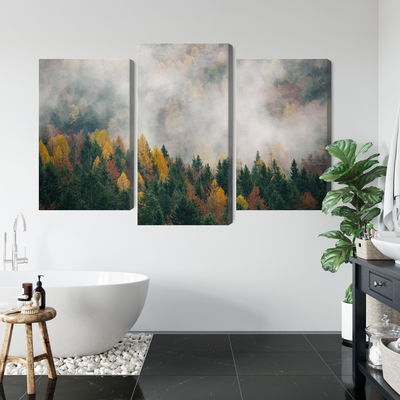 Ljuddämpande tavla - Autumn forest in fog 3d