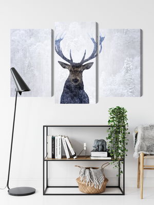 Ljuddämpande tavla - Deer in the winter 3d forest