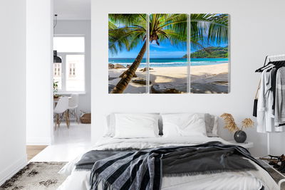 Ljuddämpande tavla - Tropical beach with 3d palm