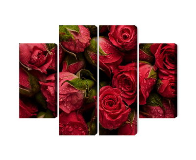 Ljuddämpande tavla - Roses with water drops