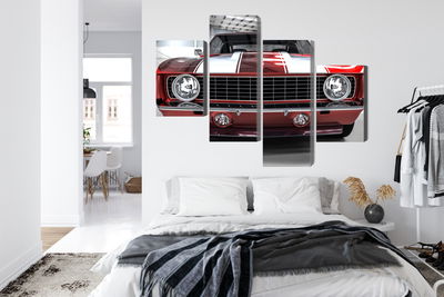 Ljuddämpande tavla - A red muscle car in a garage