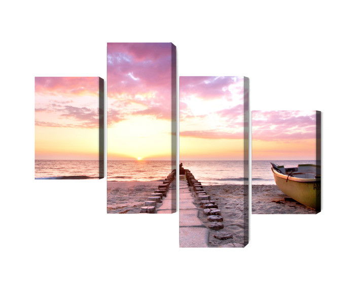 Ljuddämpande tavla - Boat on the beach 3d