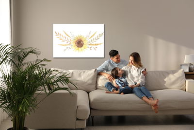 Ljuddämpande tavla - Sunflower with leaves