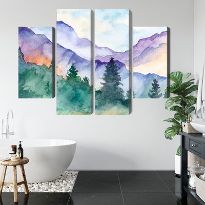 Ljuddämpande tavla - Painted mountain landscape