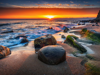 Ljuddämpande tavla - 3d beach sunset