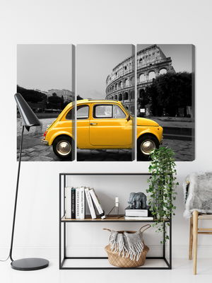 Ljuddämpande tavla - Yellow retro car