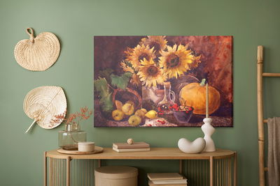 Ljuddämpande tavla - Still life with sunflowers