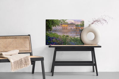 Ljuddämpande tavla - Palace in Warsaw and flowers