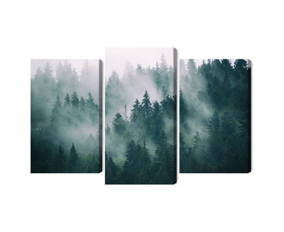 Ljuddämpande tavla - Fog in the green forest