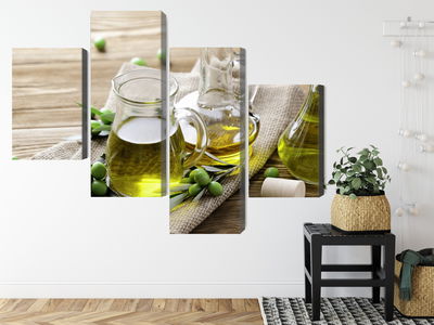 Ljuddämpande tavla - Olive oil with green olives