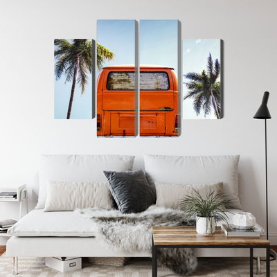 Ljuddämpande tavla - Retro car between palm trees