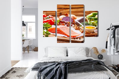 Ljuddämpande tavla - Salmon among vegetables