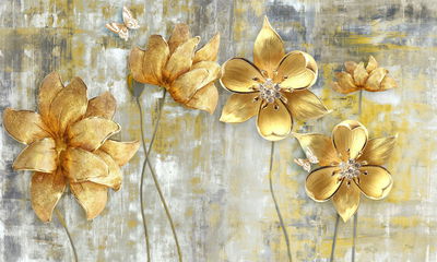 Ljuddämpande tavla - Decorative flowers in shades