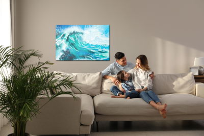 Ljuddämpande tavla - Watercolor sea and waves