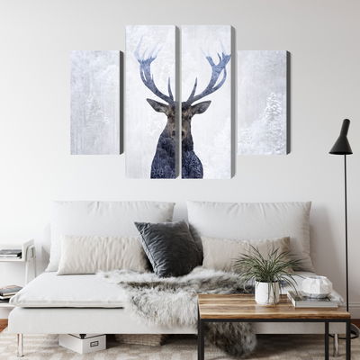 Ljuddämpande tavla - Deer in the winter 3d forest