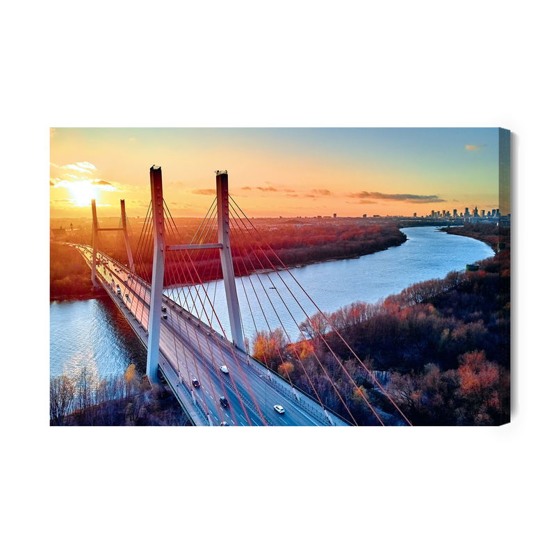 Ljuddämpande tavla - Bridge in Warsaw at sunset