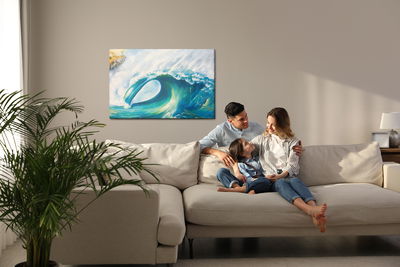 Ljuddämpande tavla - Sea with giant wave