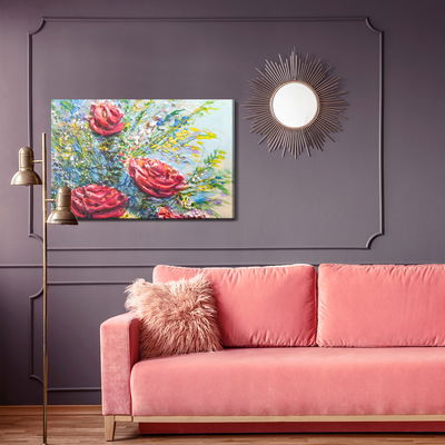 Ljuddämpande tavla - A painting of blooming roses