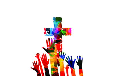 Ljuddämpande tavla - Colorful christian cross