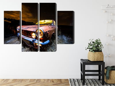 Ljuddämpande tavla - Old abandoned car 3d