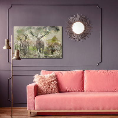 Ljuddämpande tavla - Watercolor deer in the forest