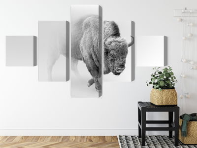 Ljuddämpande tavla - Bison in the fog 3d