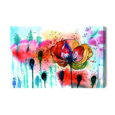 Ljuddämpande tavla - Colorful watercolor poppies