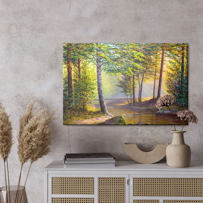 Ljuddämpande tavla - River in the summer forest