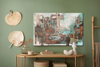 Ljuddämpande tavla - Colored abstract city