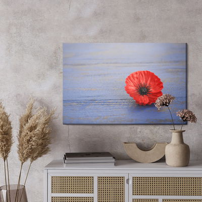 Ljuddämpande tavla - Poppy flower on a blue