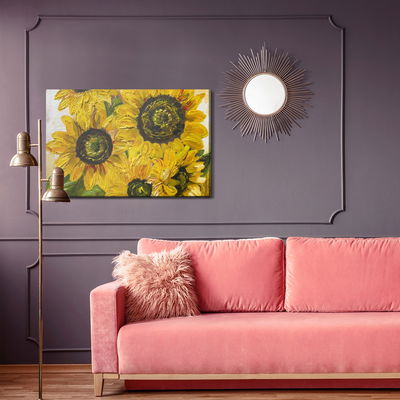 Ljuddämpande tavla - Sunflowers as if painted