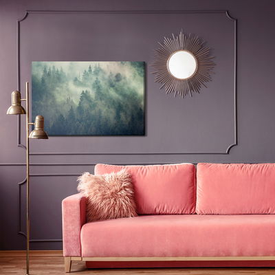 Ljuddämpande tavla - Misty landscape with fir