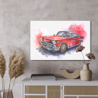 Ljuddämpande tavla - Old car in watercolours