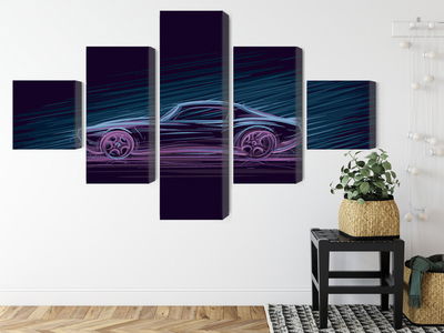 Ljuddämpande tavla - Neon muscle car