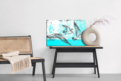 Ljuddämpande tavla - Drawn seagulls in retro style