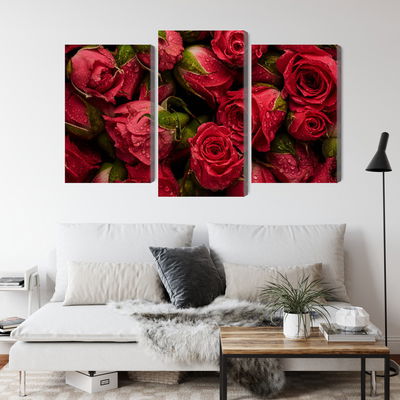 Ljuddämpande tavla - Roses with water drops