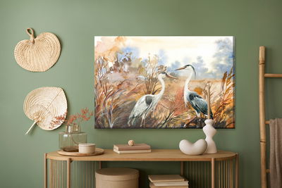 Ljuddämpande tavla - Cranes in autumn