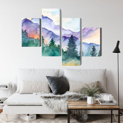 Ljuddämpande tavla - Painted mountain landscape