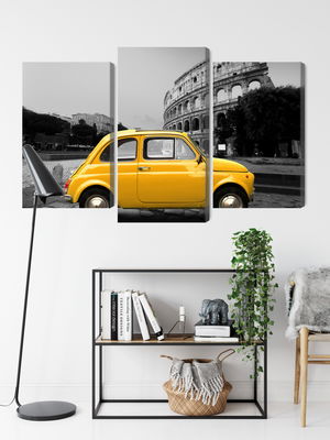 Ljuddämpande tavla - Yellow retro car