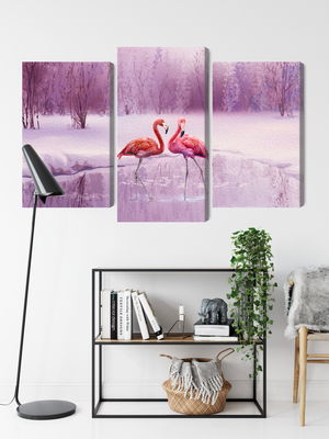 Ljuddämpande tavla - Flamingos against a purple