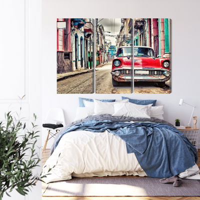 Ljuddämpande tavla - Red chevrolet car in retro