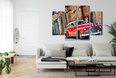 Ljuddämpande tavla - Old american car and havana