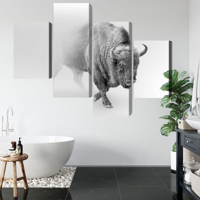 Ljuddämpande tavla - Bison in the fog 3d