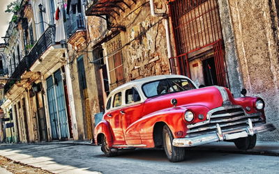 Ljuddämpande tavla - Old american car and havana