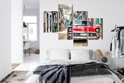 Ljuddämpande tavla - Red chevrolet car in retro