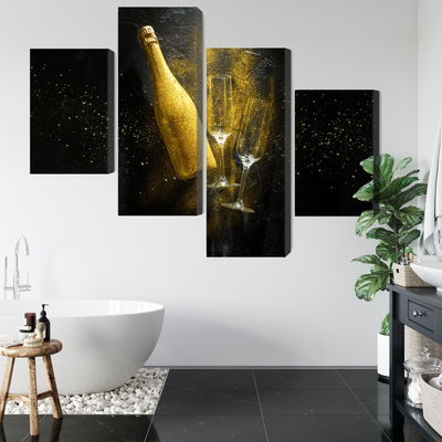 Ljuddämpande tavla - Golden bottle of champagne
